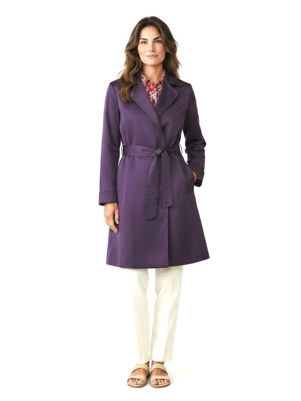 S' MaxMara Womens Purple Belted Trench Coat Made In Italy Size black 6